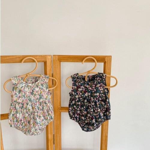 Summer new thin section lapel floral sleeveless leotard Romper climbing clothes newborn girl clothes