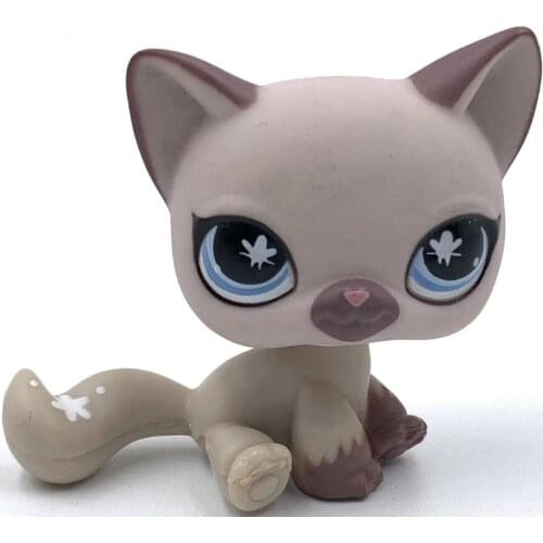 LPS CAT Real pet shop toys SIAMESE cat #664 purple kitty old original toy for children free shipping