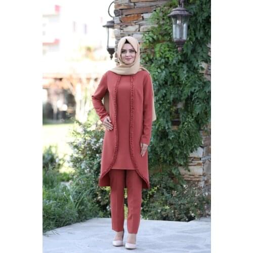 MC1434 Womens hijab clothing Rose Embroidered Double Suit Islamic womens clothing dress for women skirt Rose Processing detail