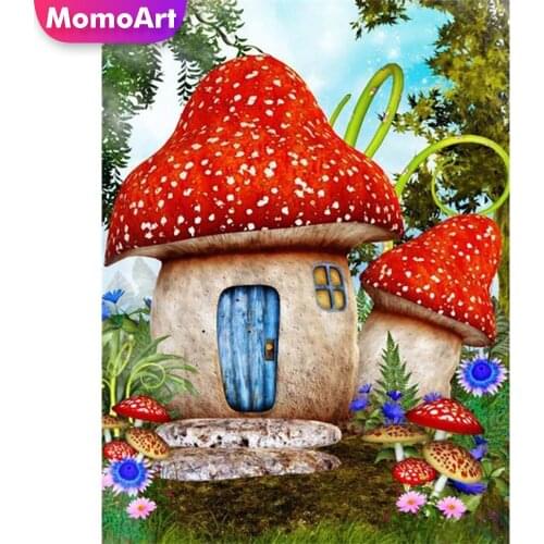 MomoArt DIY Diamond Embroidery House Picture Rhinestone Diamond Painting Cartoon Full Drill Square Mosaic Scenery Holiday Gift