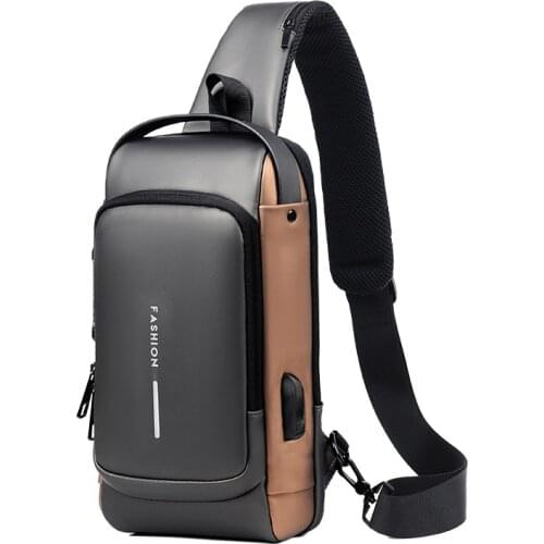 NEW Mens Anti-theft USB interface Shoulder Bags Waterproof Oxford Multifunction Crossbody Bag Short Trip Messenger Chest Bag