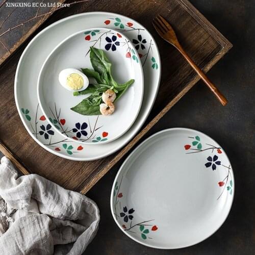 Irregular Ceramic Plate Personalized Hand-painted Japanese Dishes Plate 11 Inch Home Creative Dumpling Plate Sushi Plate