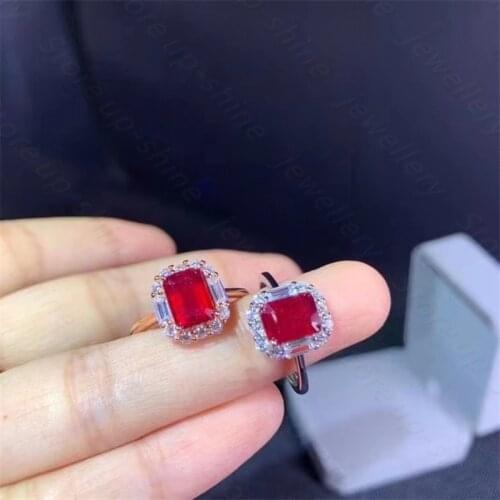 New ruby ring 925 silver ladies ring heart-shaped luxury elegant beauty wedding gift