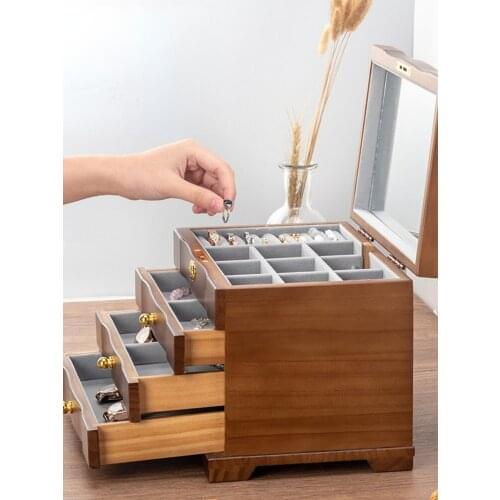 New Product Jewelry Box High-End Luxury Solid Wood Princess European Style Chinese Storage Wedding