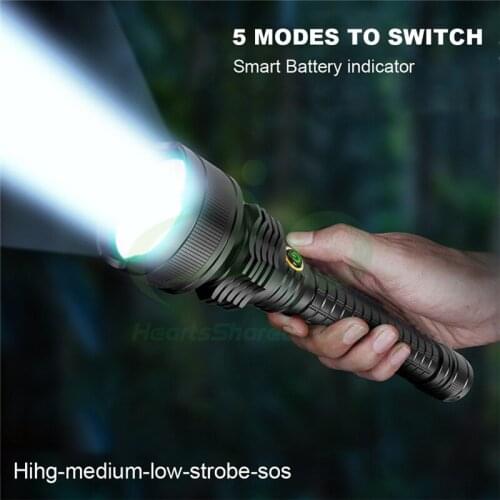 Rechargeable LED Outdoor Flashlight IPX5 Waterproof Super Bright Flashlight Suitable for Camping Accessories Hiking Equipment