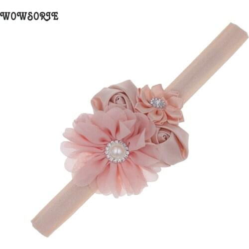 Newborn baby Headband Flowers Christmas Satin Rose Vintage Rhinestone Pearl Headbands girls headwarp children Hair Accessories