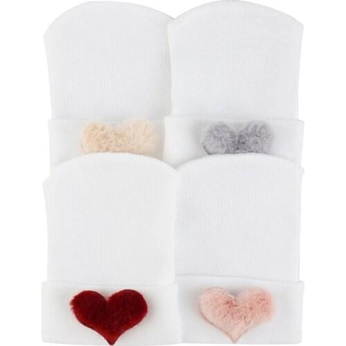 Lovely Baby Girl Boy Cotton Hats Soft Warm Kid Beanie New Fashion Newborn Children Crochet Knit Hat Toddler Cap With Plush Love