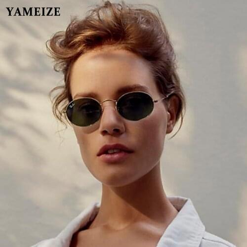 YAMEIZE Retro Oval Women Sunglasses Fashion Men Glasses Lady Luxury Round Sun Glasses Vintage Mirror Oculos De Sol Gafas UV400