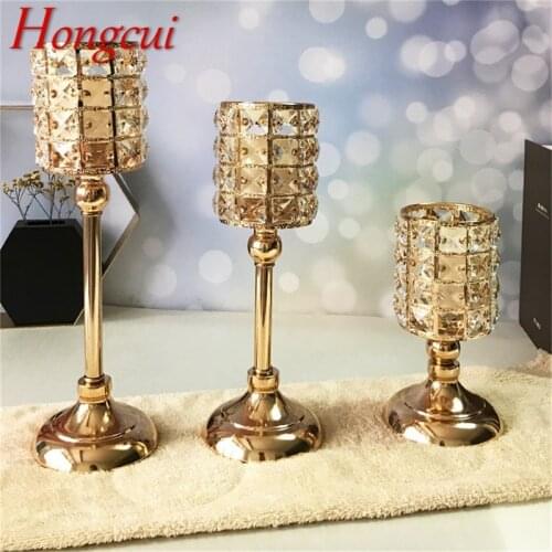 Hongcui Candle Table Lamp Crystal Light Modern Gold Retro Decoration Luxury For Home