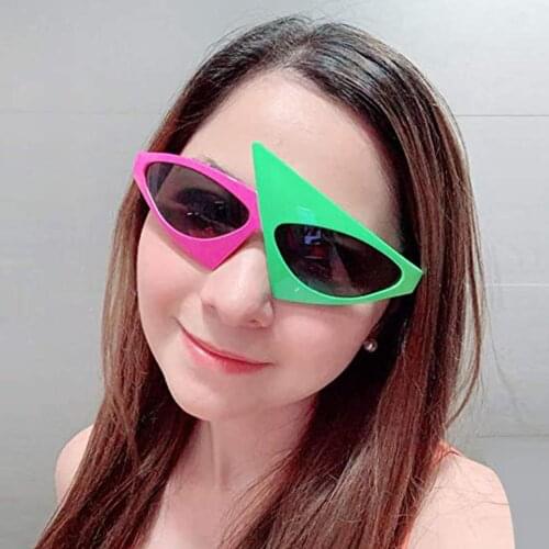 Fashion Party Cat Eye Glasses For Men Women Hip Hop Unique Pink Green Sunglasses Music Festival Triangle Funny Glasses Gafas