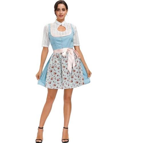 Womens Beer Maid Wench German Oktoberfest Costume Traditonal Bavarian Dirndl Dress Plus Size