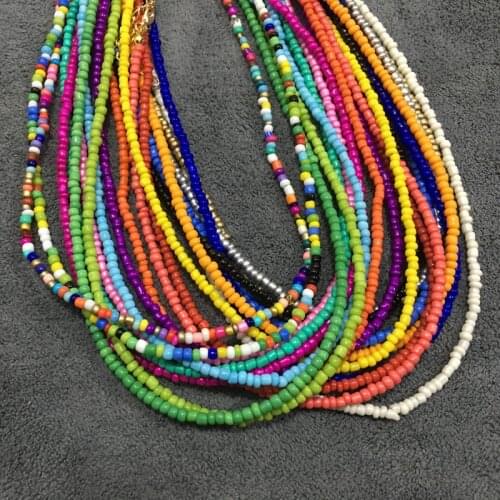25 Colors Simple Handmade Colorful Seed Beads Choker Necklace for Women Boho Summer Beach Short Choker Necklace Jewelry Gifts