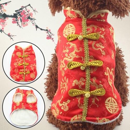 Pet Dog Puppy Winter Chinese Style Embroidery Clothes 2020 New Year Costume Coat pet clothes for dog