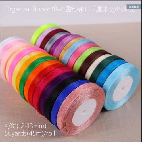 10 Rolls 12mm 50Yards/Roll Cheap Organza Ribbon Decorative Gift Packing Wedding Crafts Christmas Gift Wrap Handmade DIY Materia