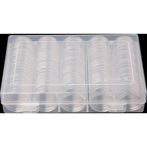 100 Coin Holder Capsules 30mm Round Box Plastic collectibles Storage Organizer 37MF