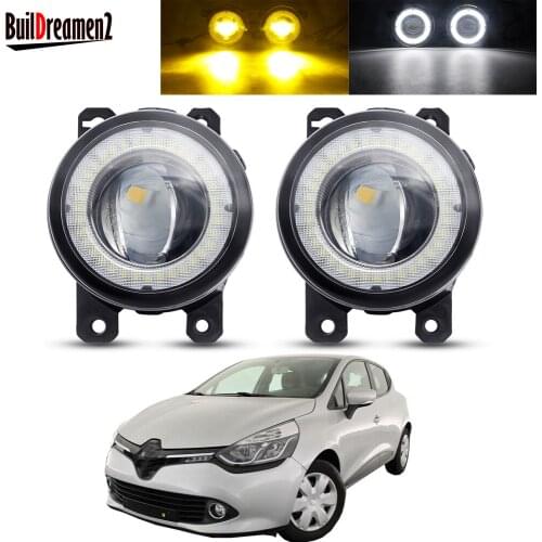 2 X Car Angel Eye Fog Light Assembly LED Lens Fog Daytime Running Lamp DRL 30W 12V For Renault Clio IV 2012-2019