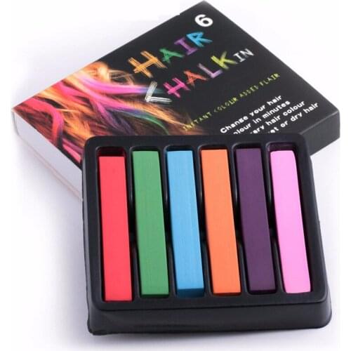 2018 Hot Sale Color Rings Temporary Hair Chalk Color Chalk 6 Colors Hair_Chalk_Powder Pastel Blue Hair Dye Giz Pastel Hair Chalk