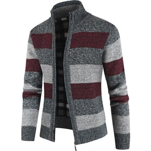2020 Autumn& Winter New Simple 4 Colors Striped Plus Size Casual Men Sweater Jacket Wild Loose Men Coat Free Shipping Size M-3xl