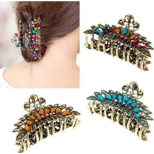 3 Pieces Women Hair Claw Barrettes Rhinestone Crystal Hair Clip Hairpin Hair Accessories for Women Girls