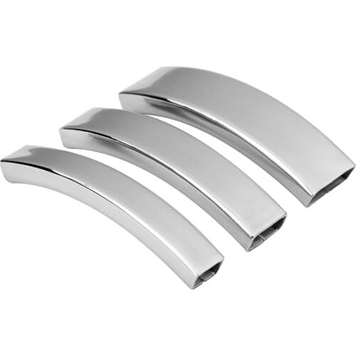 LOULEUR 5pcs/lot Stainless Steel Curved Tube Beads Connectors Fit Flat Leather Cord Spacer Tubes Bead Bracelet Jewelry Making