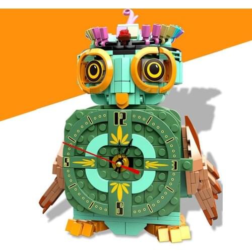 770PCS Owl Clock Building Block Decoration Assembly Animal Time Model Bricks Toys For Friends Birthday Gift 92036