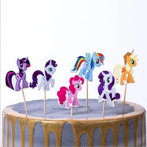 Baby Shower Happy Birthday Party Boys Kids Favors Cake Picks Decoration Cupcake Toppers Supplies Little Horse Theme 24pcs/lot