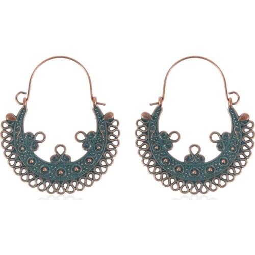 Bohemian Vintage Ethnic Drop Earring Carved Flowers dangle Earrings Women