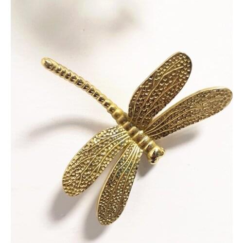 Bonjean 1Pc Gold Wardrobe Cabinet Door Creative Handle Brass Butterfly Drawer Dresser Knob Modern Furniture Decoration Handles