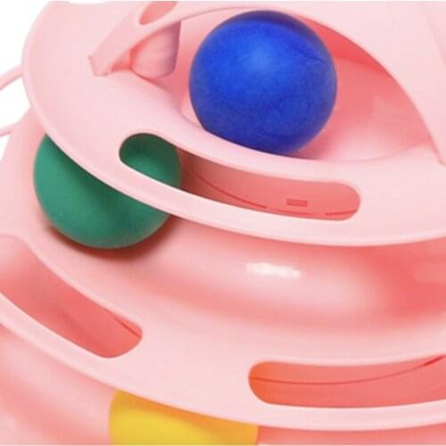 Four Levels Pet Cat Toy Tower Tracks Disc Cat Intelligence Amusement triple Pay Disc Cat Toys Ball Training Amusement Plate