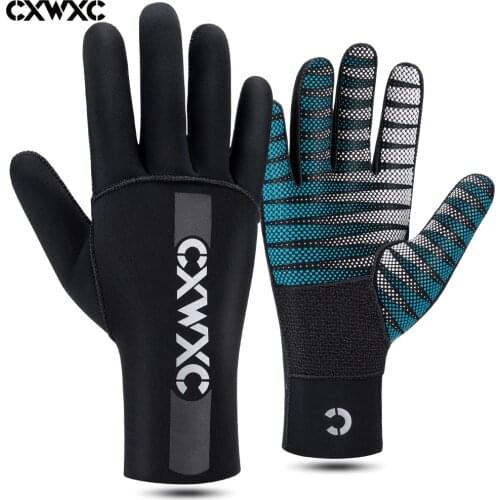 CXWXC Neoprene Winter Cycling Gloves Wetsuit Full Finger Gloves Unisex 3mm Flexible Thermal Snorkeling Scuba Diving Long Gloves