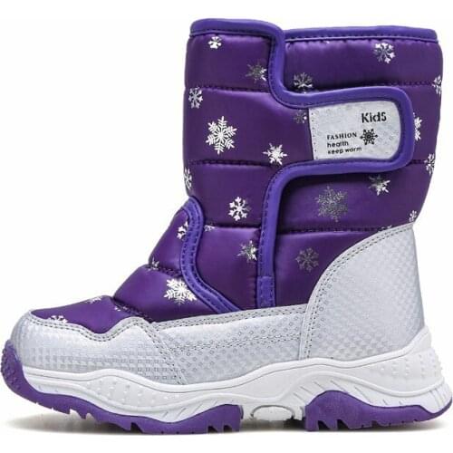 ULKNN Snow Boots For Children Boys Cotton Shoes Girls Thick Warm Footwears Non-Slip Rubber Sole Kids Casual Round Toe 4-16Y