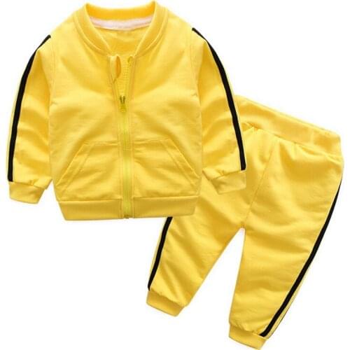DHL 50set autumn baby girl clothes cotton long sleeve solid zipper jacket+pants 2pcs bebes tracksuit baby clothing set