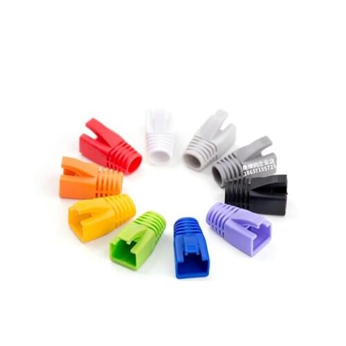 HQ 100pcs 8.5mm Aperture CAT7 Crystal Head Sheath Network Cable Protective Sleeve RJ45 Connector Boot Cap CAT6A Plug Jacket Case