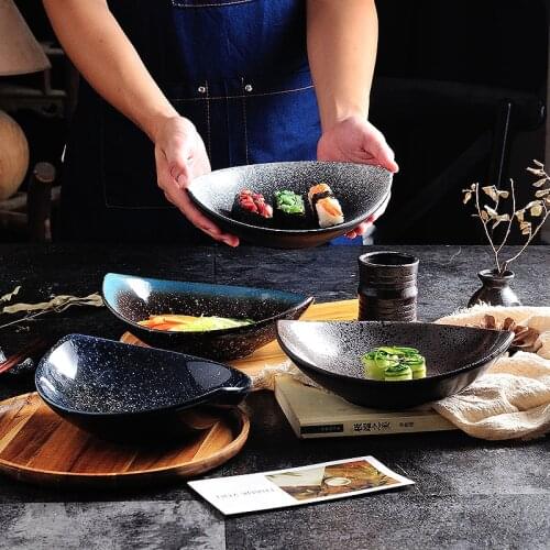 Creative Japanese food tableware fruit salad bowl household personality ceramic watermelon bowl retro shallow bowl