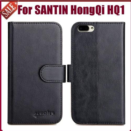 Hot! SANTIN HongQi HQ1 Case 5.5" 6 Colors Flip Soft Leather Phone Wallet Cover Stand Function Case Credit Card Slots