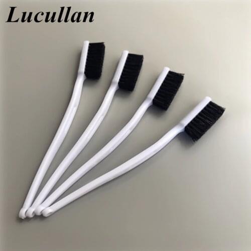 Lucullan 4 Pack Mini Portable Boars Hair Bristles Brush Car Instrument Panel Seams,Wheels, Grill, Emblem/Badge Mouldings Brush