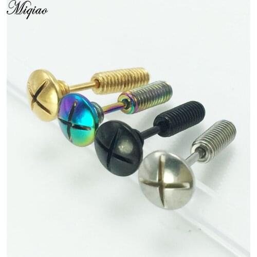 Miqiao 1pair Stainless Steel Hip hop Piercing Earrings Screw Piercing Jewelry New for Men and Women