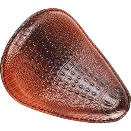 Custom Brown /black Crocodile Leather Solo Seat Motorcycle For Harley Softail Sportster 1200 883 Honda Yamaha Suzuki Kawasaki