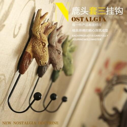 Clothing store dressing room wall wall creative hook American retro living room entrance bedroom decoration deer hook
