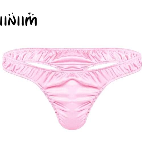 Mens Sexy Lingerie Jockstraps Soft Shiny Ruffled Low Rise Bikini Underwear Gay Panties Slip Hommes Sissy Pouch Underpants