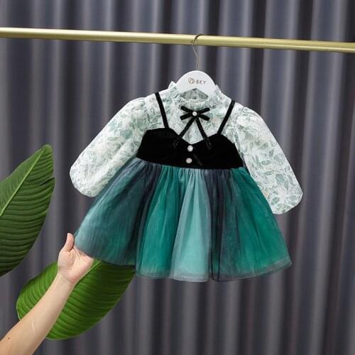 Autumn New Kids Clothes 2021 European And American Style Velvet Princess Fluffy Girls Dress