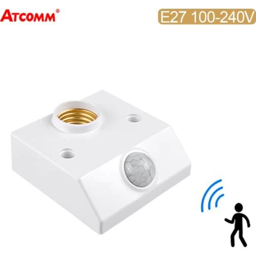 Ampoule LED E27 Lamp Holder Screw Cap Socket With PIR Motion Sensor Switch E27 Edison Light Bulb Socket AC 90V-265V