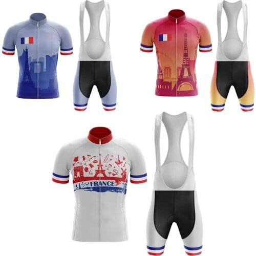 Hot Classic France Summer Retro Cycling Jersey Set Breathable Short Sleeve Mens Pro Team Road Racing Bike Wear Clothing