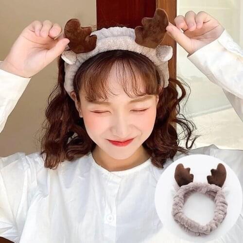 New Creativity Face Wash Hairband Antlers Cat Bunny Ears Headband Plush Toys Girls Hair Accessories
