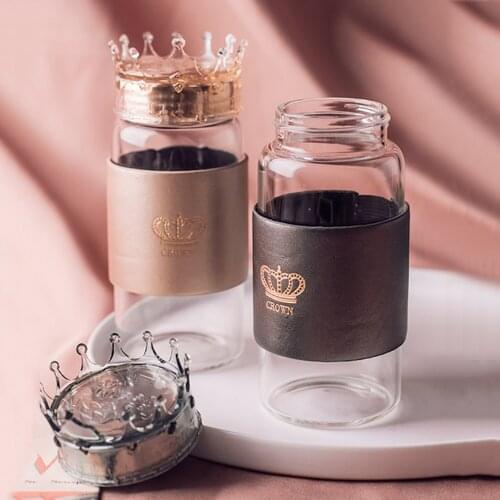 Transparent glass water cup Crown design Glasses Espresso Cups, Coffee Mug Clear water bottle Creative water glass creative gift