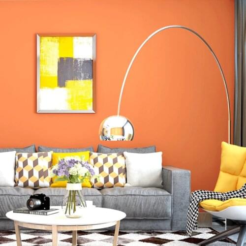 Q QIHANG Modern Simple Solid Color Living Room Bedroom TV Background Non-woven Wallpaper Orange Yellow Color 0.53m*10m=5.3m2