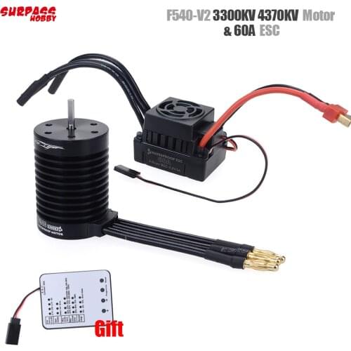Rc Waterproof F540 V2 3300KV 4370KV Sensorless Brushless Motor & 60A Brushless ESC+ Program Card For 1/10 RC Truck Monster Buggy