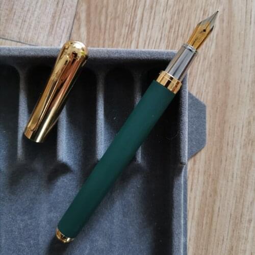 RARE Vintage HERO 395 Fountain Pen Ink Pen Matte Dark Green Barrel With Golden Cap Stationery Office school supplies