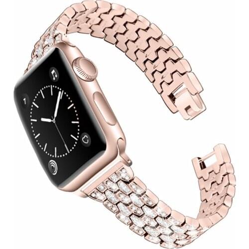 For Apple Watch Band 6 44mm 40mm 42mm 38mm Diamond Glitter Strap Womens Luxurious Steel Bracelet for iWatch Series SE/6/5/4/3/2