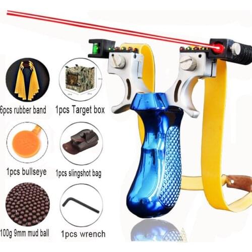 Red Laser Aiming Slingshot Outdoor Competitive Hunting Slingshot New Feel Comfortable Multi-Color Handle Toys For Children